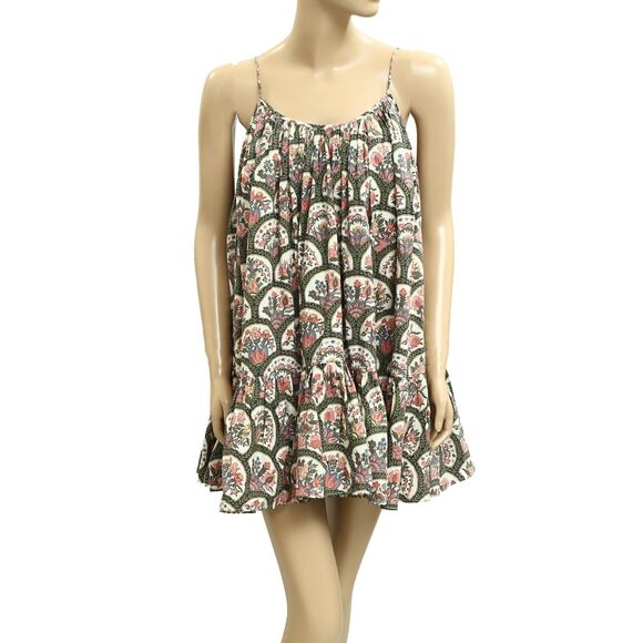 Rhode Resort Floral Block Printed Slip Mini Dress Ruffle Swing Flared XS 283059 - Picture 1 of 9